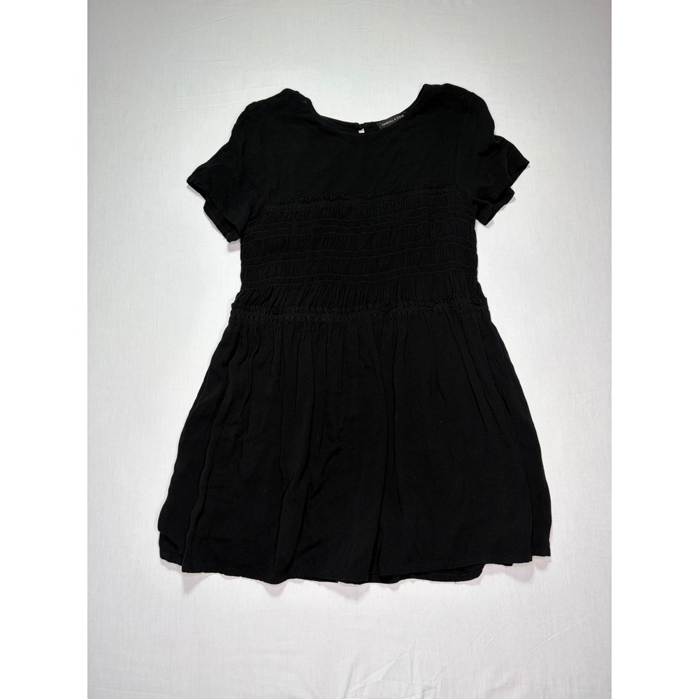 Kendall & Kylie Black Dress Smocked Waist Short Sleeve Casual Medium
